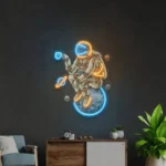 Retro Vintage Neon Sign Astronaut Coffee Artwork 1