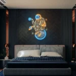 Retro Vintage Neon Sign Astronaut Coffee Artwork 1