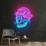 Retro Vintage Neon Sign Cat And Skull 1