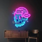 Retro Vintage Neon Sign Cat And Skull 1