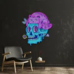 Retro Vintage Neon Sign Cat And Skull 1