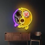 Retro Vintage Neon Sign Dead Emoji Skull 1