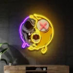 Retro Vintage Neon Sign Dead Emoji Skull 1