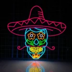 Retro Vintage Neon Sign Dia De Muertos Mexican Skull Led 1