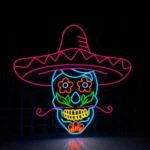 Retro Vintage Neon Sign Dia De Muertos Mexican Skull Led 1