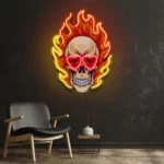 Retro Vintage Neon Sign Fire Skull 1