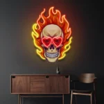 Retro Vintage Neon Sign Fire Skull 1