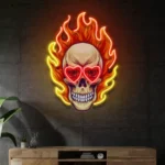 Retro Vintage Neon Sign Fire Skull 1