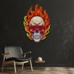 Retro Vintage Neon Sign Fire Skull 1