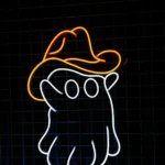 Retro Vintage Neon Sign Happy Halloween Cowboy Led 1