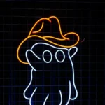 Retro Vintage Neon Sign Happy Halloween Cowboy Led 1