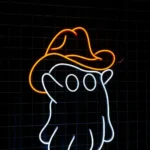 Retro Vintage Neon Sign Happy Halloween Cowboy Led 1
