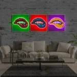 Retro Vintage Neon Sign Pop Art Lips 1