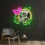 Retro Vintage Neon Sign Rose And Skull 1