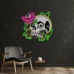 Retro Vintage Neon Sign Rose And Skull 1