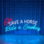 Retro Vintage Neon Sign Save A Horse Ride A Cowboy Led 1