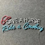 Retro Vintage Neon Sign Save A Horse Ride A Cowboy Led 1