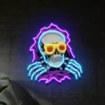 Retro Vintage Neon Sign Skull Hole 1
