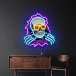 Retro Vintage Neon Sign Skull Hole 1