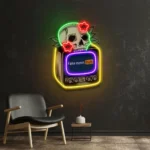 Retro Vintage Neon Sign Televison Skull Vibe 1