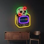 Retro Vintage Neon Sign Televison Skull Vibe 1