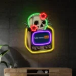 Retro Vintage Neon Sign Televison Skull Vibe 1