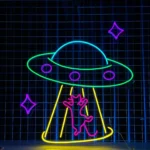 Retro Vintage Neon Sign Ufo Abduction Kitty 1