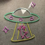 Retro Vintage Neon Sign Ufo Abduction Kitty 1