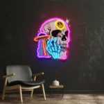 Retro Vintage Neon Sign Ufo Skull Vibe 1
