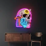 Retro Vintage Neon Sign Ufo Skull Vibe 1