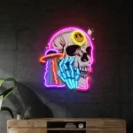 Retro Vintage Neon Sign Ufo Skull Vibe 1