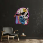 Retro Vintage Neon Sign Ufo Skull Vibe 1