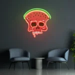 Retro Vintage Neon Sign Watermelon Skull 1