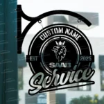 Saab Metal Sign Bespoke Logo Metal Hanging Sign Car Garage Decor 1