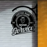 Saab Metal Sign Bespoke Logo Metal Hanging Sign Car Garage Decor 1