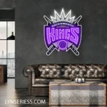 Sacramento Kings Neon Sign Royal Hoops Crest 1