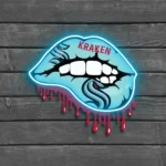 Seattle Kraken Neon Sign Dripping Lips 1