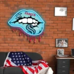 Seattle Kraken Neon Sign Dripping Lips 1
