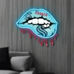 Seattle Kraken Neon Sign Dripping Lips 1