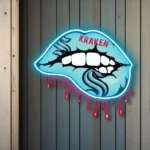 Seattle Kraken Neon Sign Dripping Lips 1