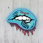 Seattle Kraken Neon Sign Dripping Lips 1