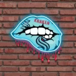 Seattle Kraken Neon Sign Dripping Lips 1