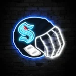 Seattle Kraken Neon Sign Nhl Hockey Helmet Acrylic Led 1