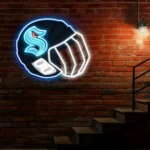 Seattle Kraken Neon Sign Nhl Hockey Helmet Acrylic Led 1