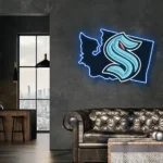 Seattle Kraken Neon Sign Washington State Map 1