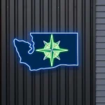 Seattle Mariners Neon Sign Washington State Map 1