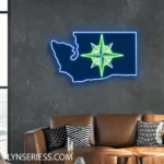Seattle Mariners Neon Sign Washington State Map 1
