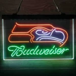 Seattle Seahawks Neon Sign Detailed Budweiser 3 Color 1