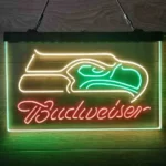 Seattle Seahawks Neon Sign Detailed Budweiser 3 Color 1