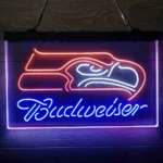Seattle Seahawks Neon Sign Detailed Budweiser 3 Color 1